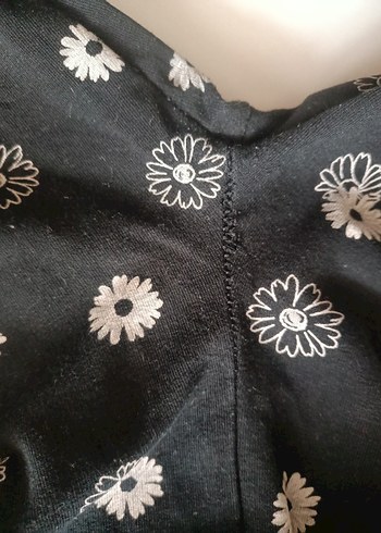 Gri Çiçek Desenli Düğmeli kız çocuk penye İspanyol tayt - Görsel 5