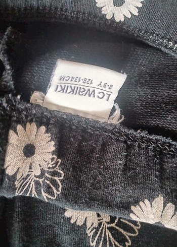 Gri Çiçek Desenli Düğmeli kız çocuk penye İspanyol tayt - Görsel 6