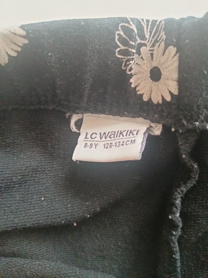 Gri Çiçek Desenli Düğmeli kız çocuk penye İspanyol tayt - Görsel 4