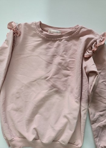 Kız Çocuk Pembe Fırfırlı Sweatshirt - Görsel 2