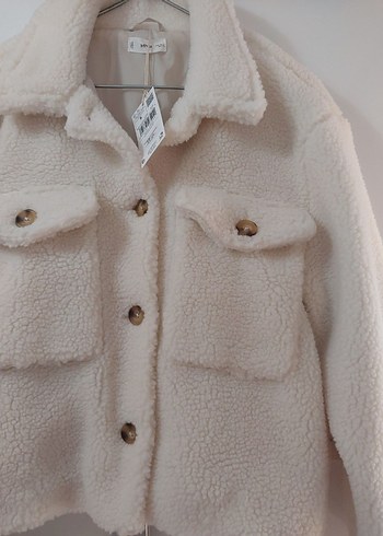 Beyaz Peluş Kısa Kadın Kaban - Görsel 4