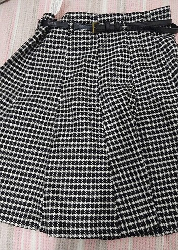 kemerli Ekose Mini Etek - Görsel 3