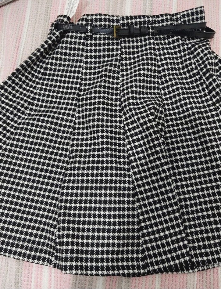 kemerli Ekose Mini Etek - Görsel 3