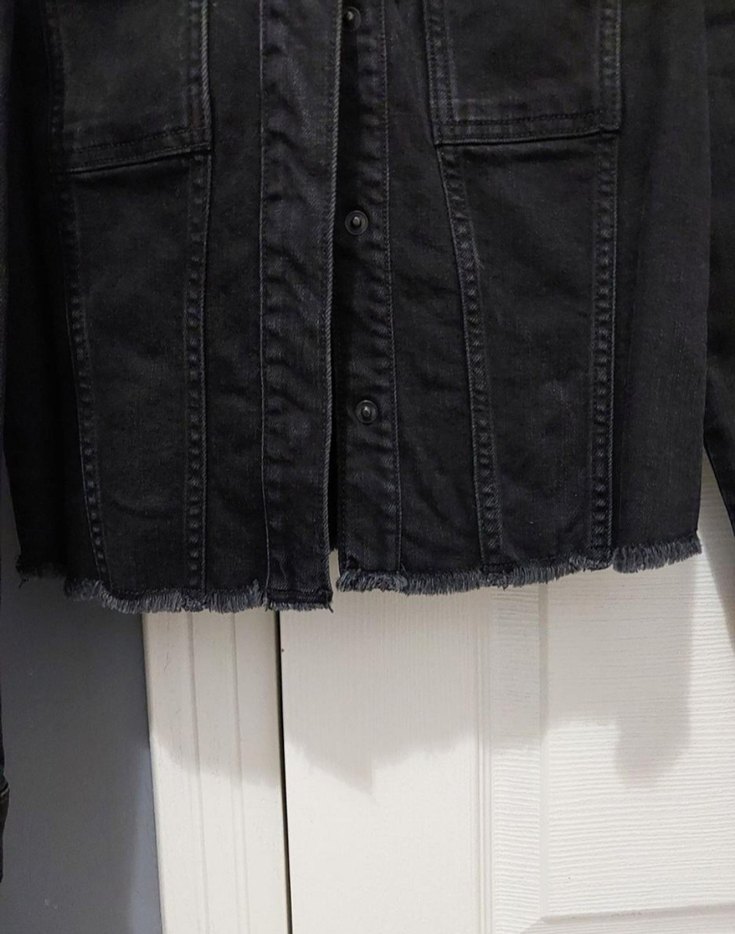 Siyah Düğmeli Kadın Denim Ceket - Görsel 2