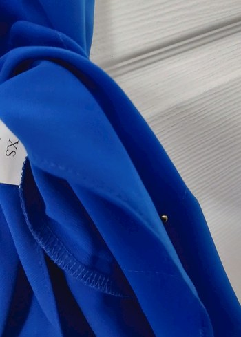 Mavi, Uzun, Kolsuz Kadın Bluz - Görsel 4