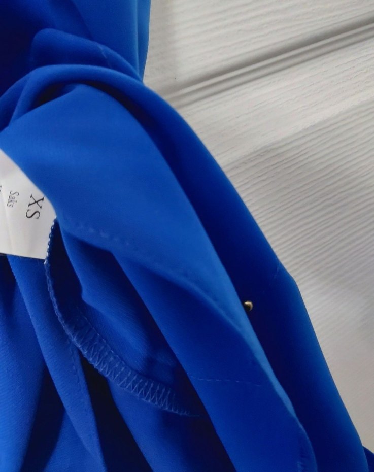 Mavi, Uzun, Kolsuz Kadın Bluz - Görsel 4