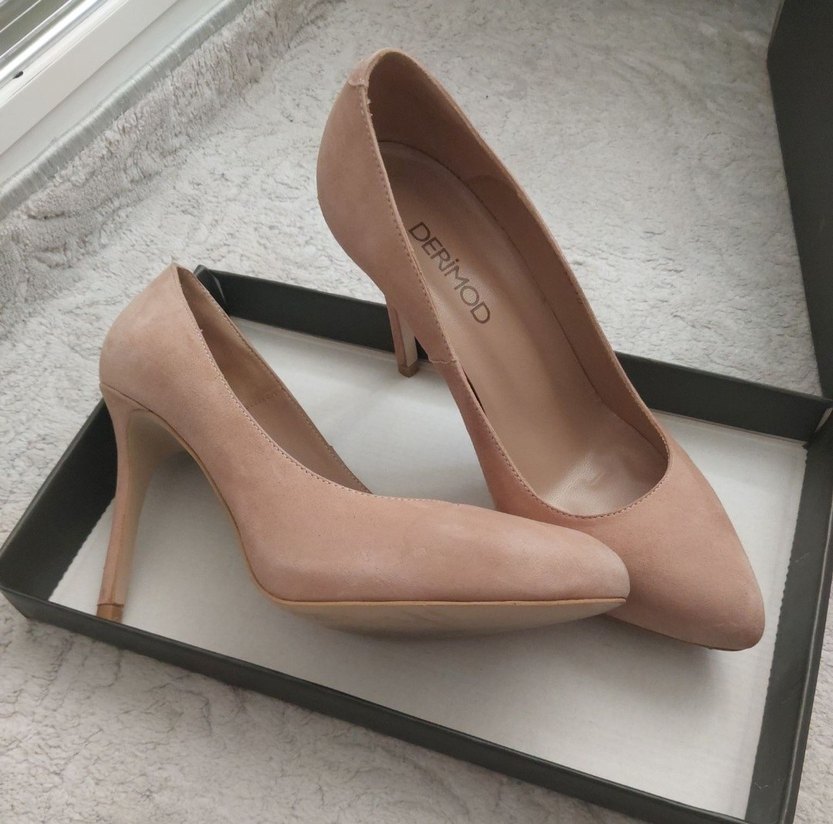 Bej Süet Stiletto Kadın Ayakkabı - Görsel 3