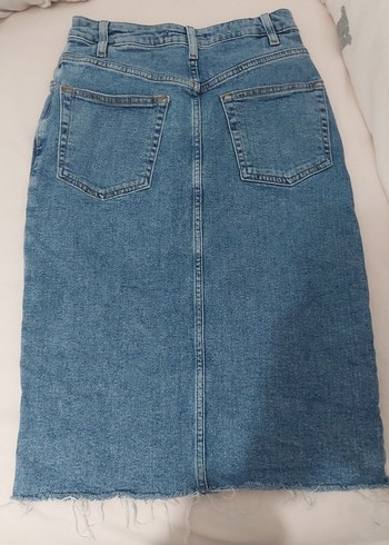 Günlük Mavi Midi Denim Etek - Görsel 3