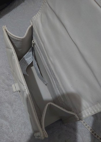 Klasik Modern krem Deri Kadın Çanta - Görsel 5