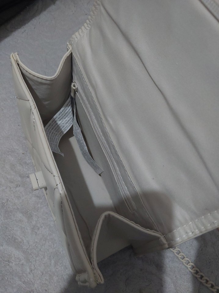 Klasik Modern krem Deri Kadın Çanta - Görsel 5