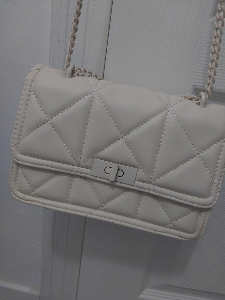 Klasik Modern krem Deri Kadın Çanta - Görsel 4