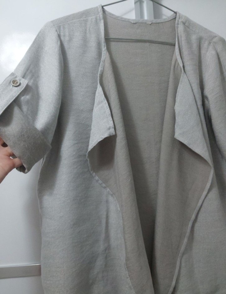 Gri Keten Midi Ceket - Görsel 2