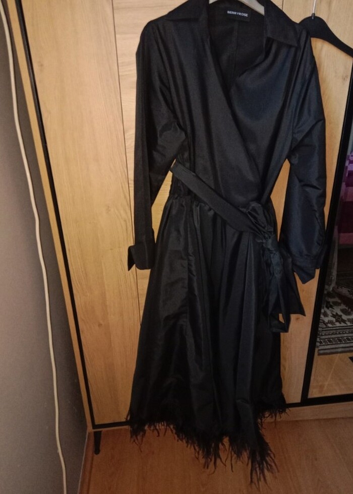 Berry rose tafta elbise - Görsel 3