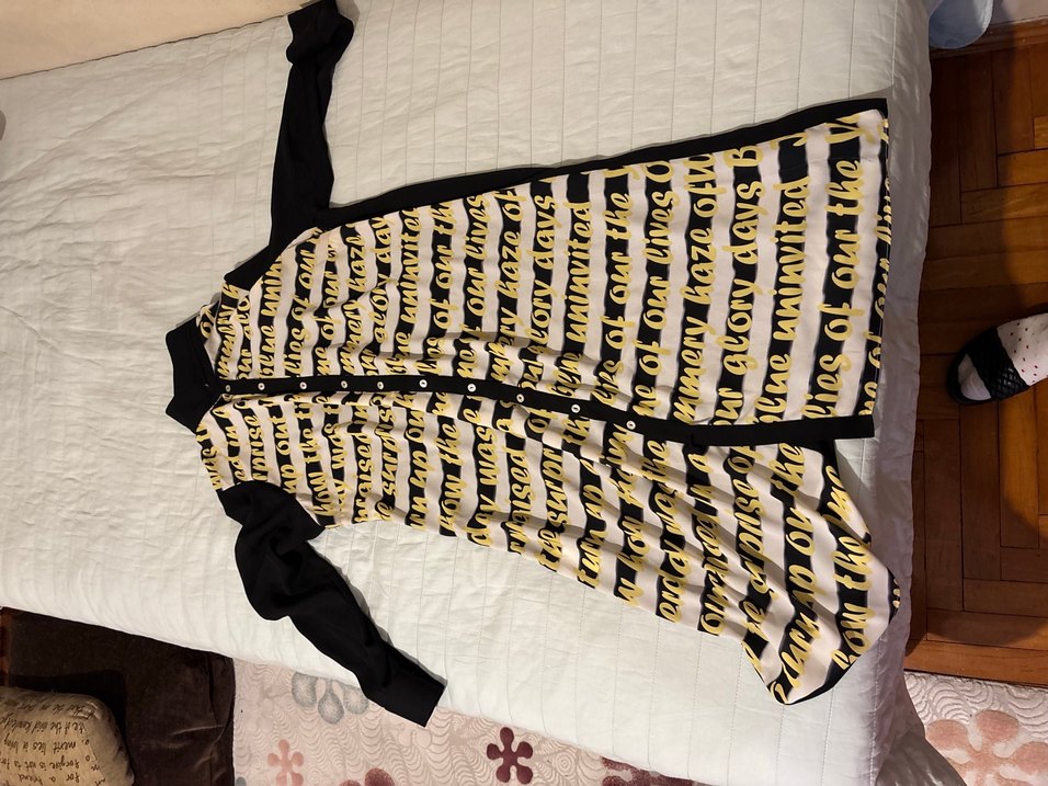 Piliseli Siyah Baskılı Hamile Gömleği - Görsel 3