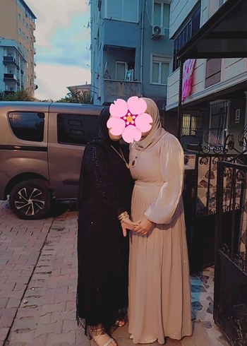 Abiye Bej Bohem Uzun Keten Elbise