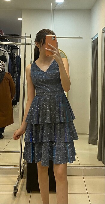 Mavi Simli Nişan/Düğün Elbisesi - Görsel 2