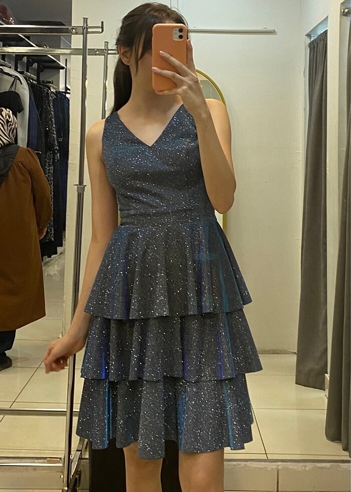 Mavi Simli Nişan/Düğün Elbisesi - Görsel 2