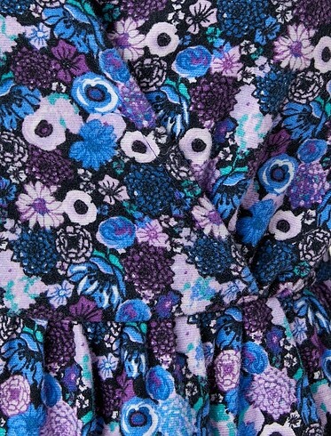 Çiçekli Kışlık Elbise Mini V yaka - Görsel 3