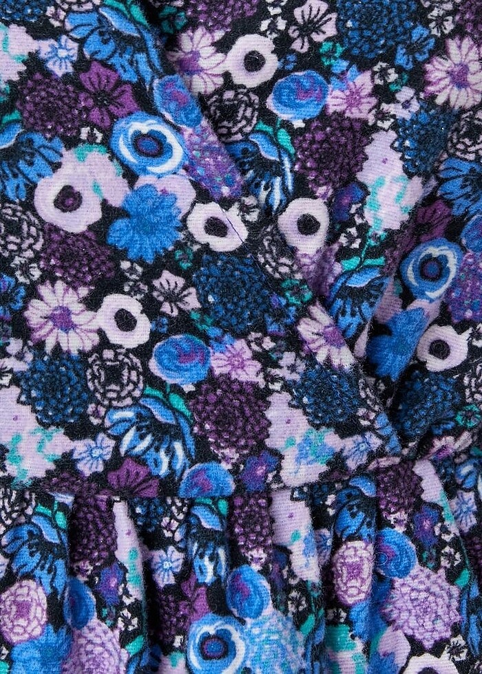 Çiçekli Kışlık Elbise Mini V yaka - Görsel 3