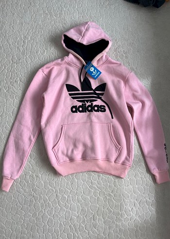 Pembe Kapüşonlu Adidas Sweatshirt
