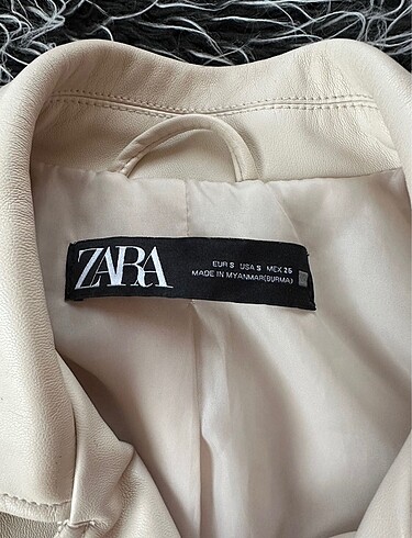 s Beden beyaz Renk ZARA DERİ CEKET