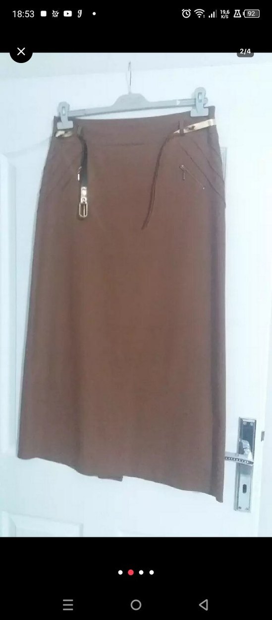 Bordo Midi Kadın Kemerli Etek - Görsel 2