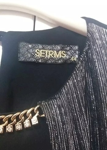 Uzun Siyah ve Gri Drapeli Kadın Elbise - Görsel 2