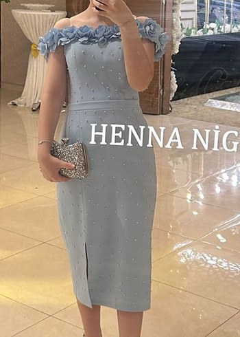 Buz mavisi incili abiye - Görsel 3