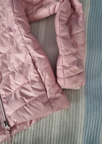 Kız Çocuk Pudra Pembe Kapüşonlu Kışlık Mont h m - Görsel 4