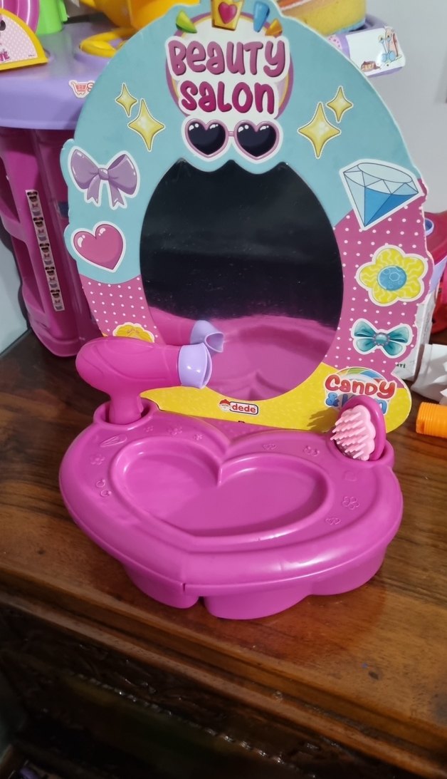 Renkli Pembe Çocuk Makyaj Masası - Görsel 3