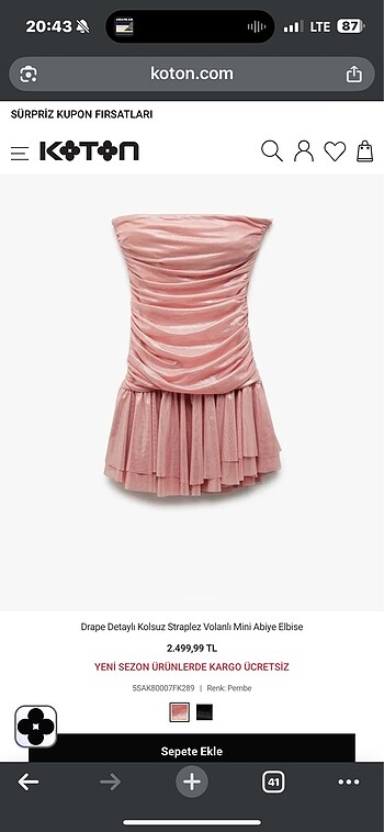Pembe parlak elbise