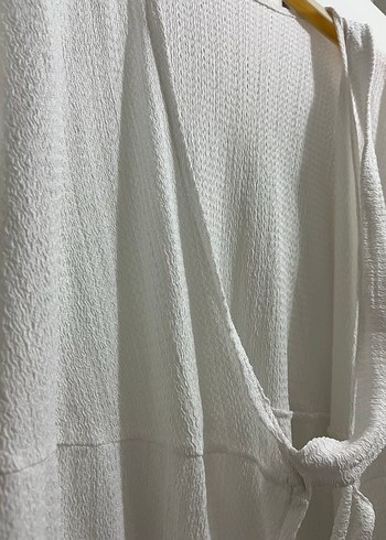 Uzun Beyaz Salaş Kadın Sabahlık - Görsel 3