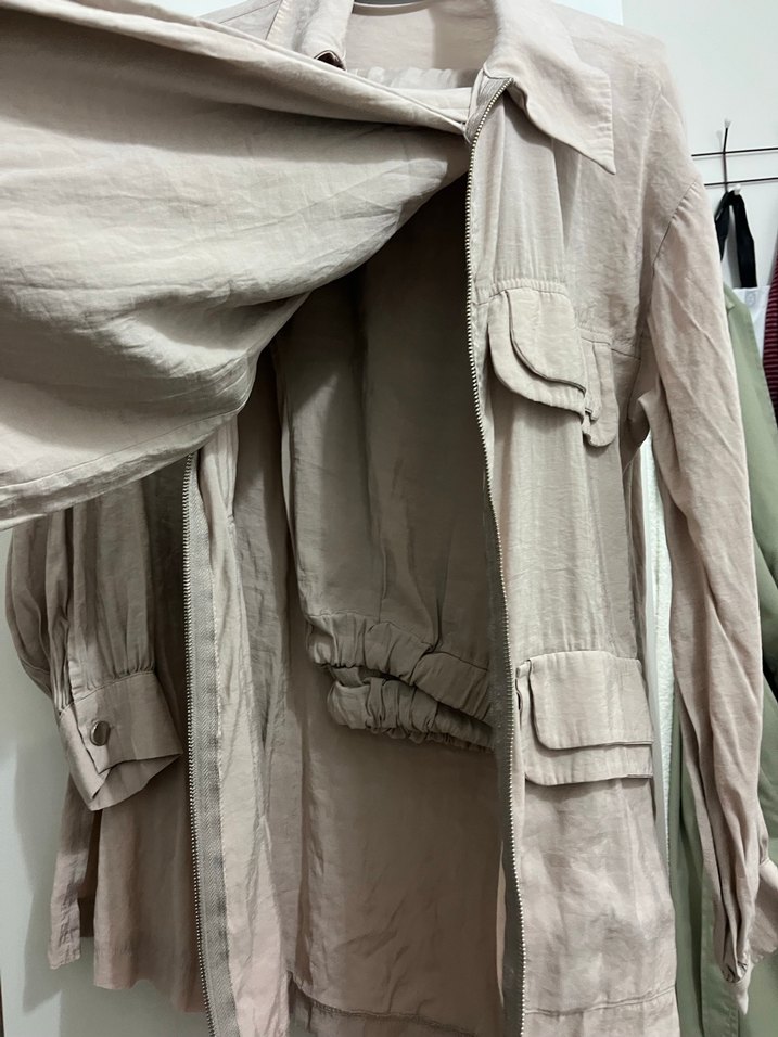 Kadın Bej Keten Düğmeli Midi Ceket pantolon takımı - Görsel 3