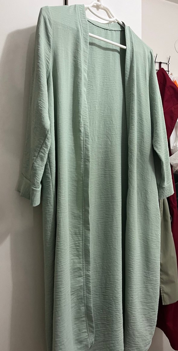 Uzun Kesim Bohem Yeşil Kadın hırka - Görsel 2