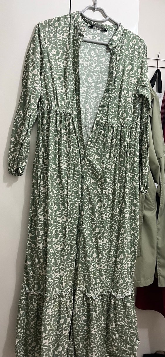 Yeşil Desenli Uzun Bohem Elbise - Görsel 2