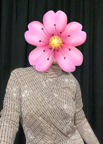 Payet Desenli Pembe Uzun Kollu Abiye Elbise - Görsel 2