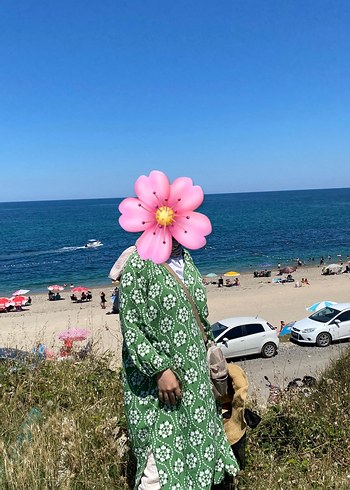 Yeşil Çiçek Desenli Bohem Uzun Elbise - Görsel 2