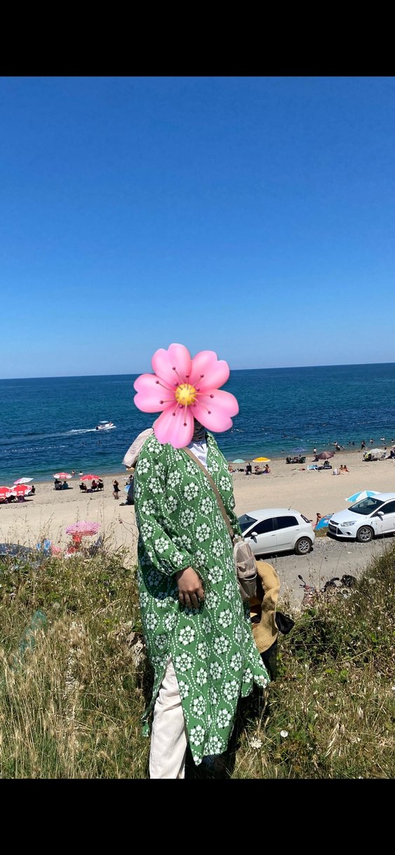 Yeşil Çiçek Desenli Bohem Uzun Elbise - Görsel 2