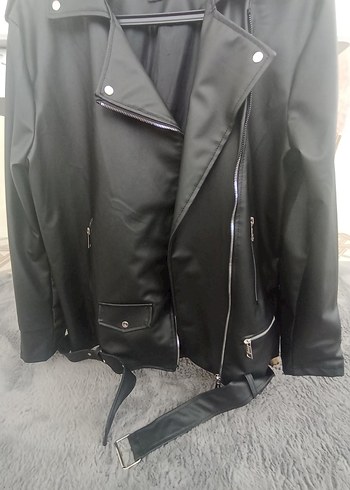 Derimod Kadın Siyah Deri Biker Ceket