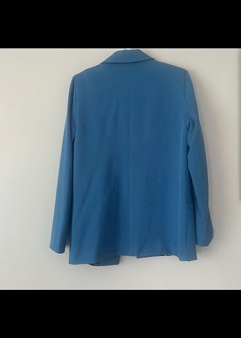 s Beden mavi Renk Düğmeli Mavi Midi Kadın Blazer
