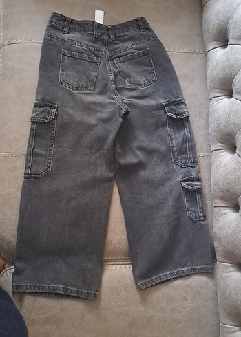 Gri  siyah cocuk Kargo Kot Pantolon 8_9 yaş - Görsel 3