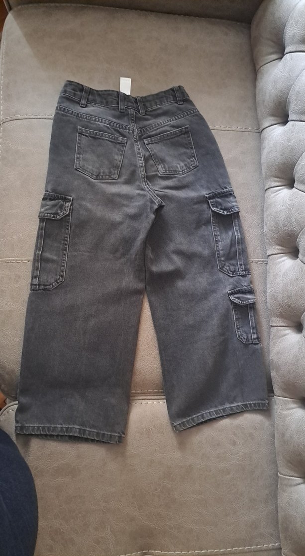 Gri  siyah cocuk Kargo Kot Pantolon 8_9 yaş - Görsel 3