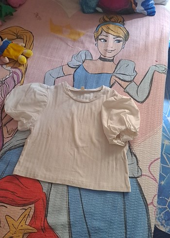 Kız Çocuk beyaz  Keten Kısa Kollu Bluz 8_9 yaş - Görsel 2
