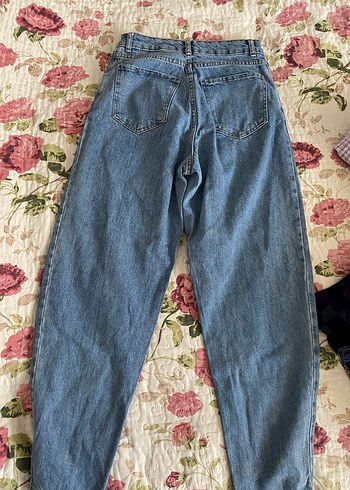 26 Beden Düğmeli Mavi Loose Fit Midi Kadın Kot Pantolon