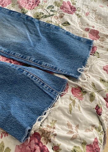 34 Beden mavi Renk Düğmeli Mavi Bohem Midi Kot Pantolon