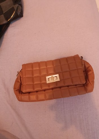 Kahverengi Kareli Deri Kadın Çanta