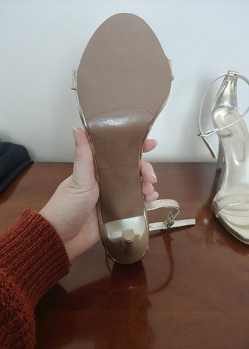 Bej Stiletto Topuklu Kadın Akşam Ayakkası - Görsel 2