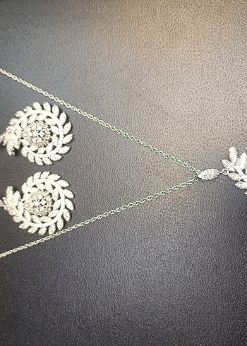 Beden gri Renk Rodyum kaplama kolye küpe seti