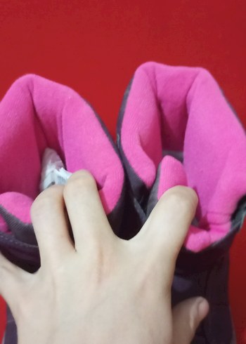 Mor ve Gri Kız Çocuk Botu Velcro Bantlı - Görsel 4