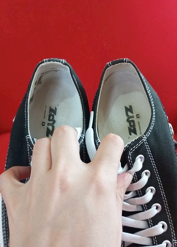 Siyah Beyaz Bağcıklı Kadın Spor Ayakkabı - Görsel 3